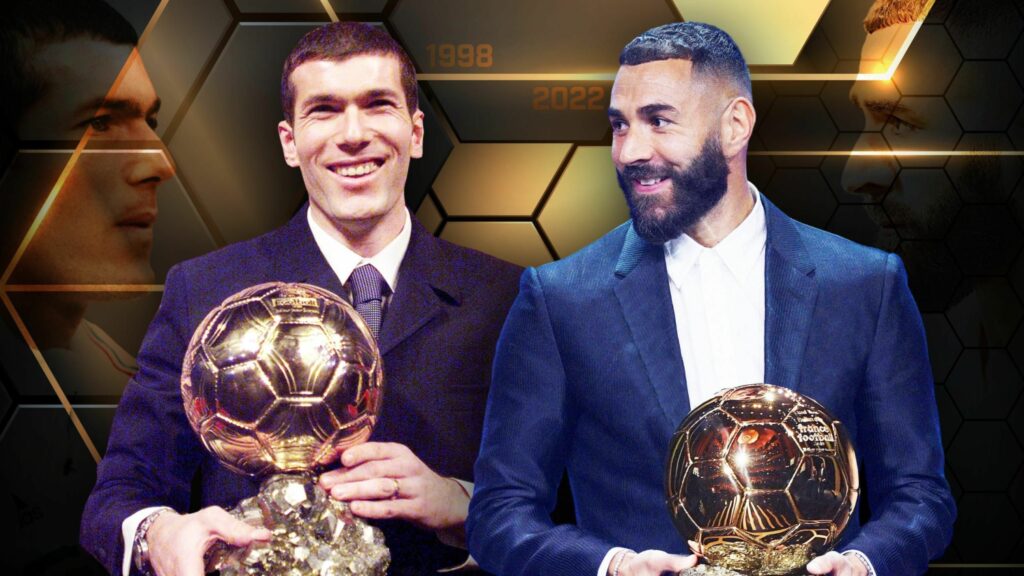 Zidane et Benzema, 4e et 5e ballon d’or français.