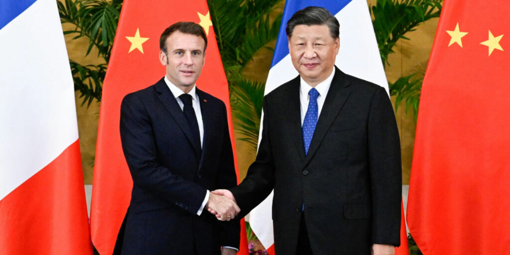 Emmanuel Macron, le président français, et Xi Jinping, le président chinois.