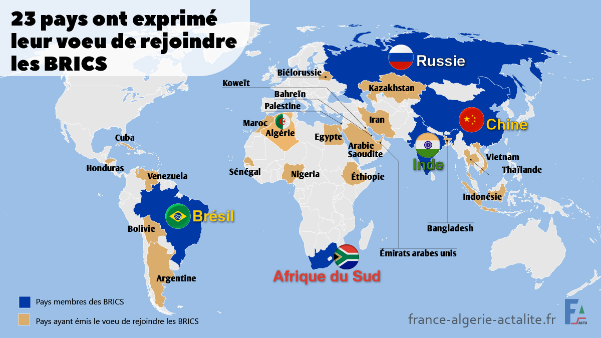 Quels sont les 23 pays qui veulent rejoindre les BRICS ?