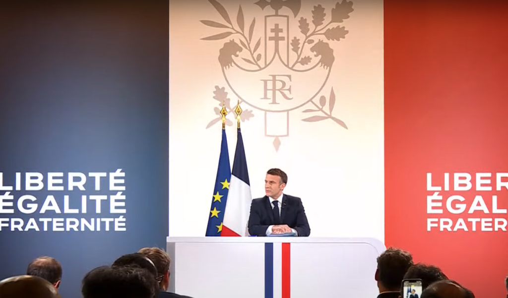 Conférence de presse d'Emmanuel Macron janvier 2024.